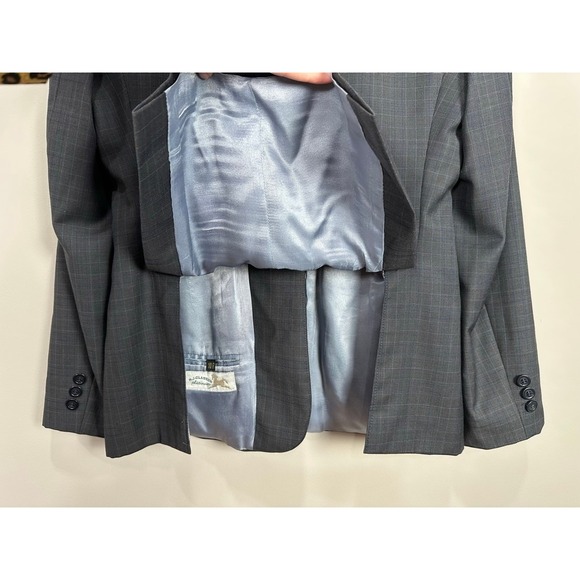 R J CLASSICS Platinum Women's Plaid Blazer Jacket Size 10R Dark Gray Blue - Picture 6 of 11